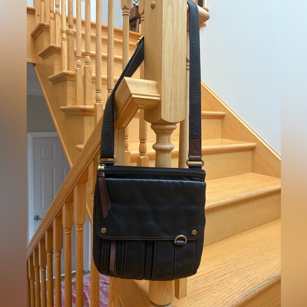 Fossil Black and Brown Crossbody Bag